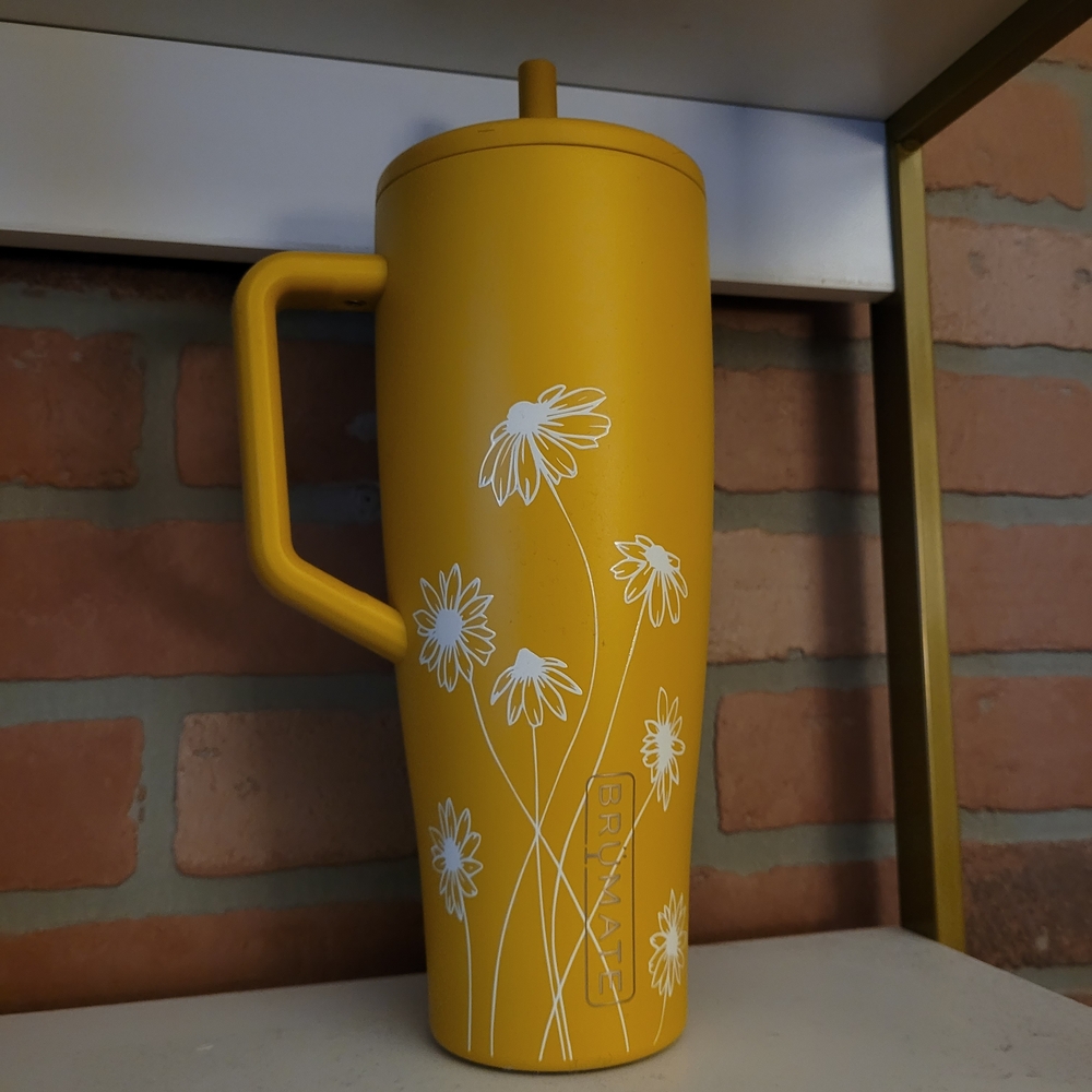Yellow Floral Insulated Tumbler - Picture 2 of 3